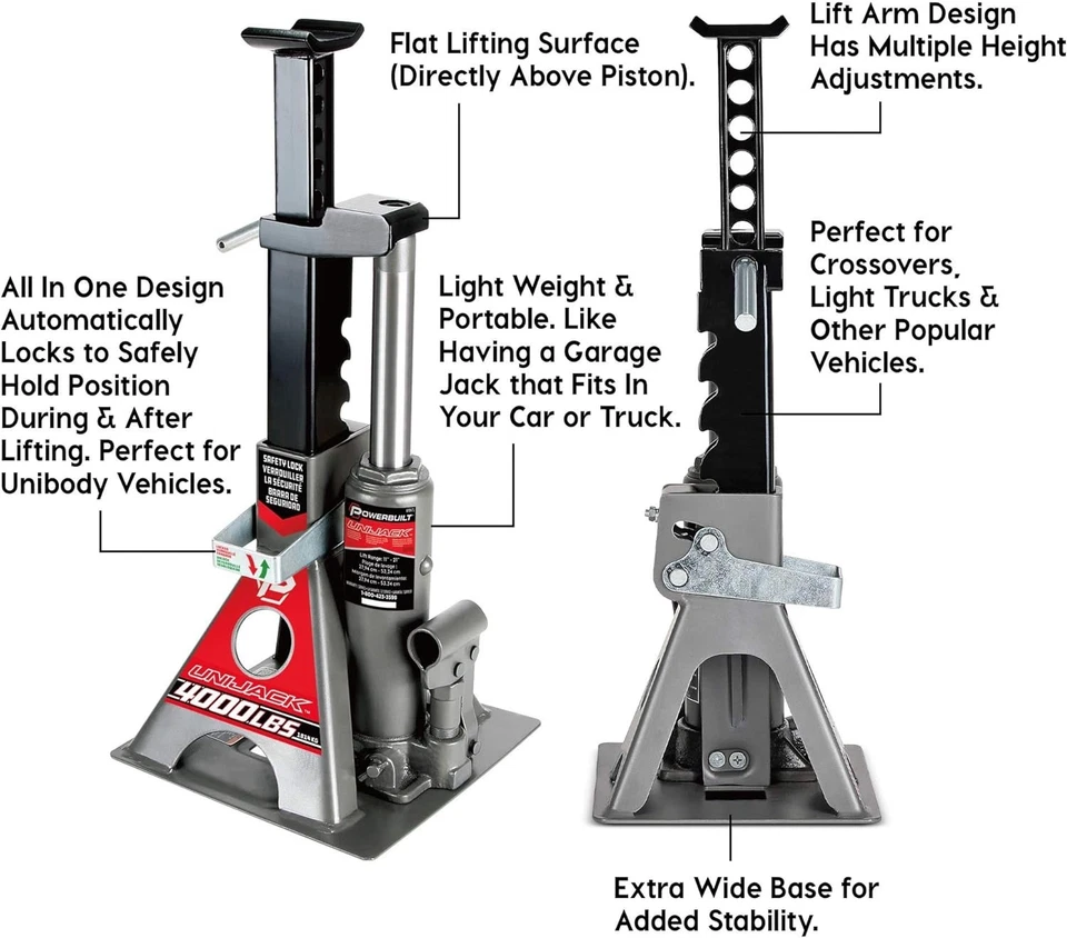 Hydraulic Bottle Jack and Jackstand Combo Aluminum 2 Ton Portable Foto 4 de 4