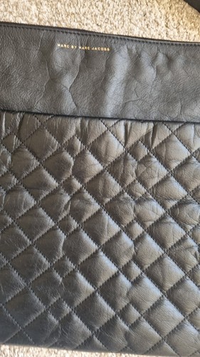 Marc Jacobs Quilted Leather Shoulder Bag Handbag Black Genuine Large - Picture 4 of 20