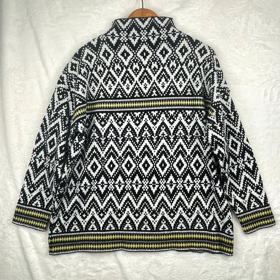 Tahari Sweater  Womens 1X Black White Geometric Diamond Mock Neck Pullover Ski - Image 2 of 4