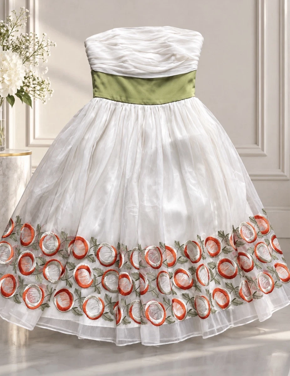 White 100% Silk Vintage Dresses for Women for sale