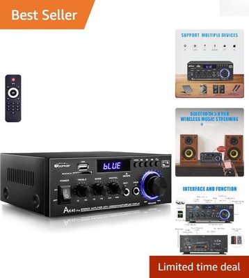 2.0 Channel AK45 Pro Audio Receiver with Remote - Bluetooth 5.0 & Karaoke Ready
