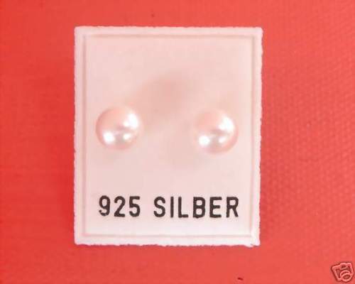 NEU 925 Silber OHRSTECKER 8mm PERLEN in weiß PERLENOHRRINGE OHRRINGE - Afbeelding 1 van 2