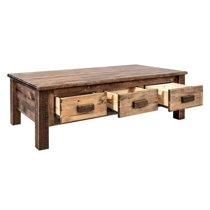 Montana Woodworks Homestead Wood Coffee Table with 6 Drawers in Brown - Image 4 of 4