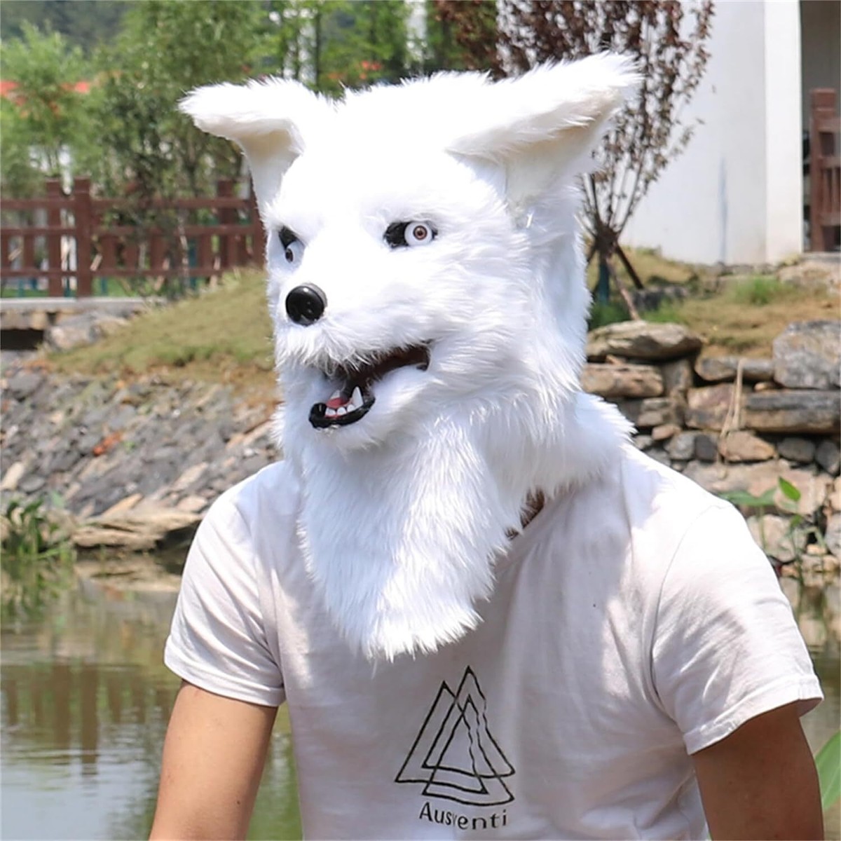 Mouth Mover Fox Mask,Fursuit Fox Mask Moving Jaw,LED Eye Fox Mask
