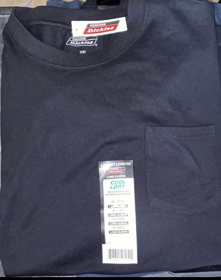 Dickies Mens Long Sleeve Cool Dry Longer Length Shirt Size 3XL
