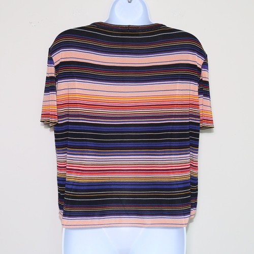 MISSONI - T-shirt a righe arcobaleno lavorata a righe maniche corte - taglia 48 🙂 - Foto 2 di 5
