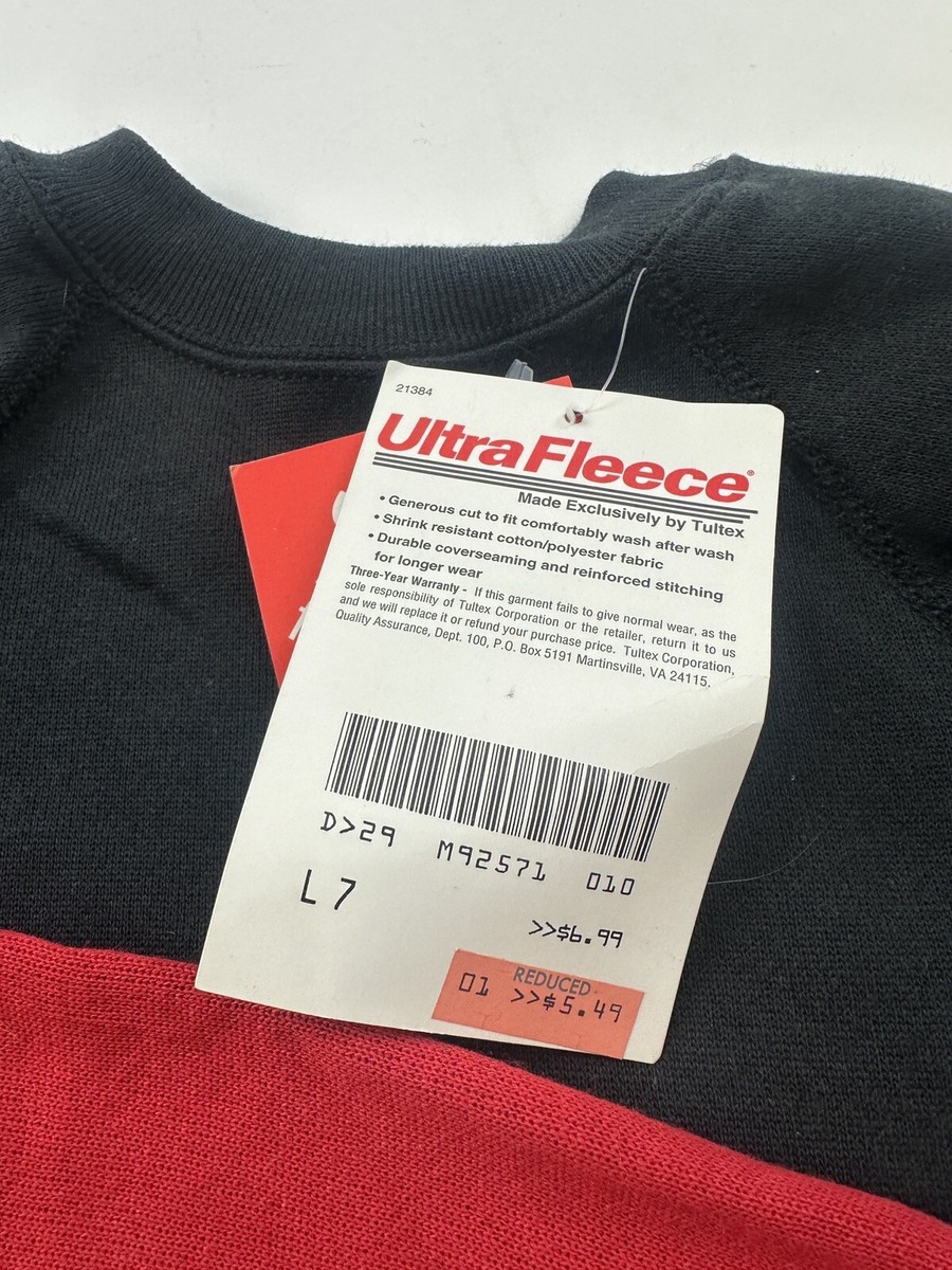 Tultex Sweatshirt Youth Kids Large 7 Red Black Raglan Pullover USA