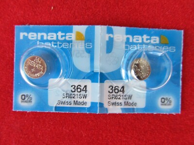2x Renata 364 V364 D364 SR60 SR 621SW Knopfzelle 1,55Volt Silberoxid Blister,