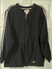N.y.l Women’s Jacket Navy Blue/white Arm Stripes Full Zip Size 2x Pockets Cotton