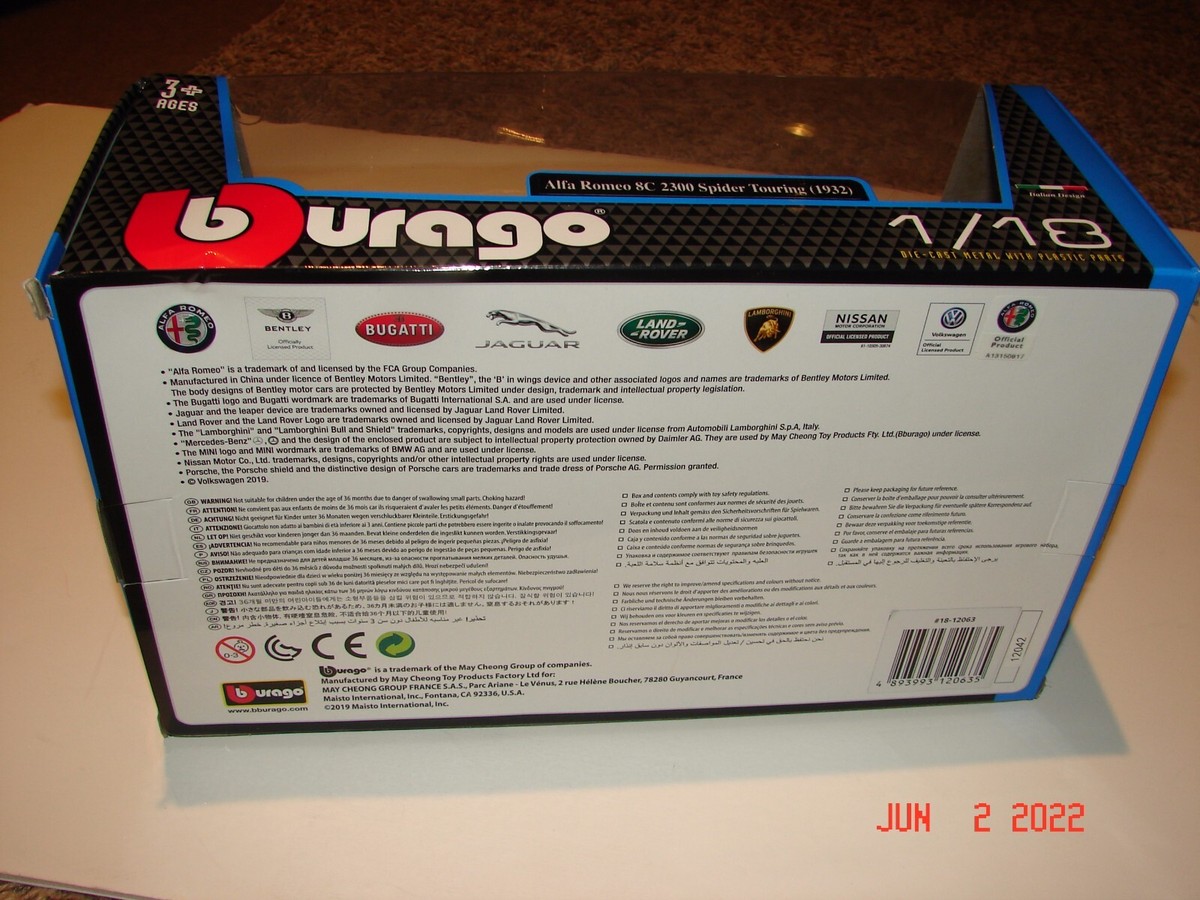 Lot 2 Burago 1/18 - Bugatti + Alfa Romeo 2300 Spider 1934 - Italie