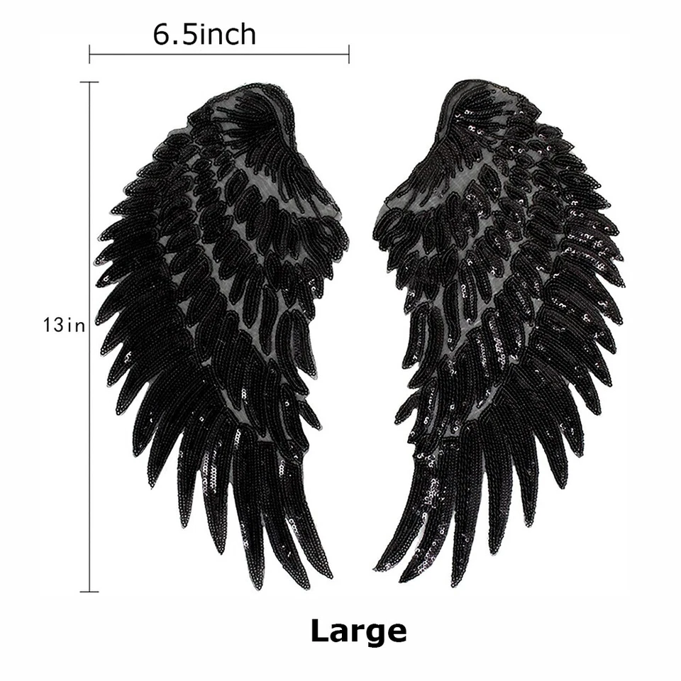 1 Pair of Wings Sequins Patches Angel Wings Iron On Applique for Clothes Jackets - Image 4 of 4