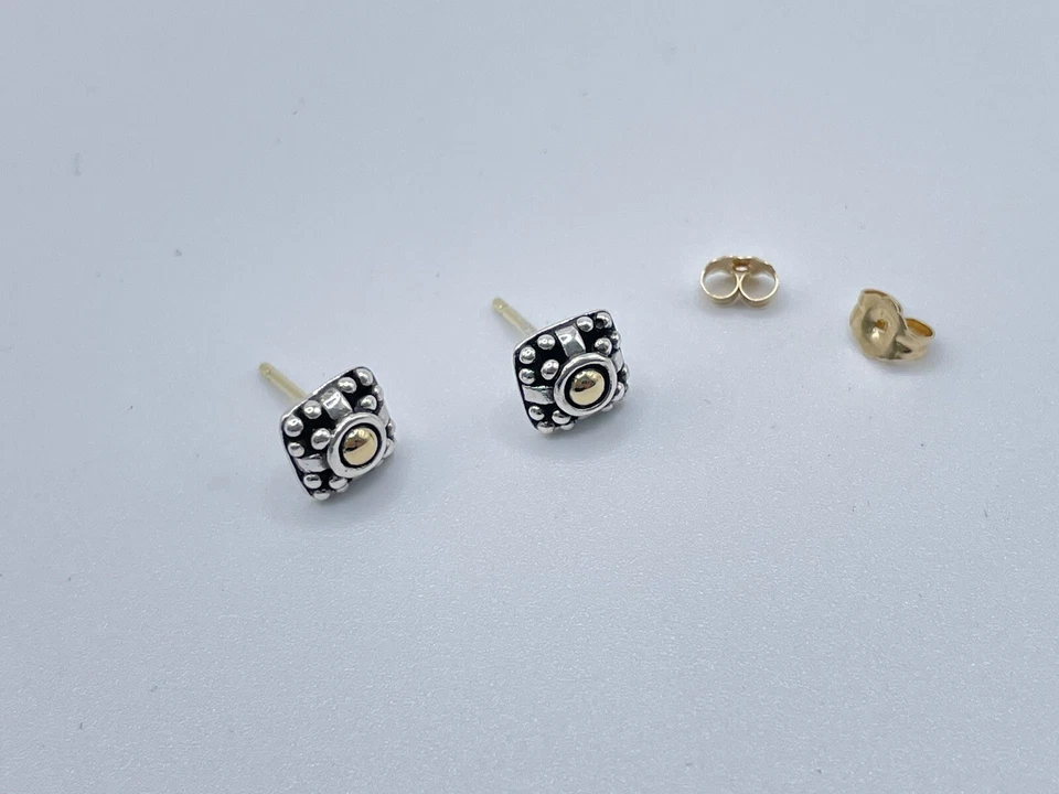 Pendientes John Hardy 925 esterlina con 750 18k acento y tallo Foto 4 de 4