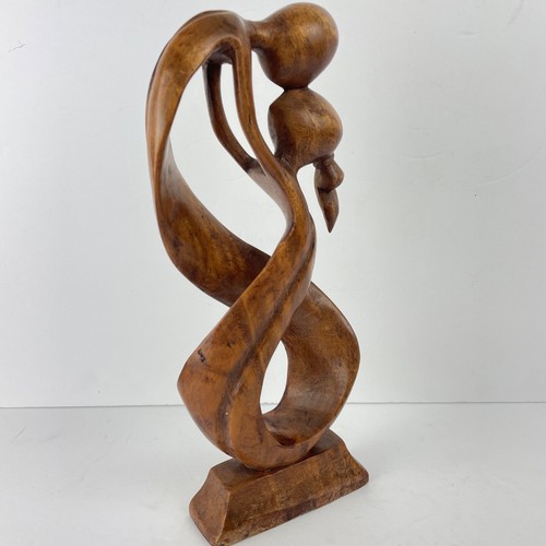 Scultura vintage in legno di teak intagliato mod metà centesimo astratta figura eterna coppia P2-3 - Foto 6 di 10