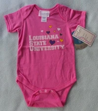 NWT Two Feet Ahead Baby Girl Pink Bodysuit Louisiana State University 18 months