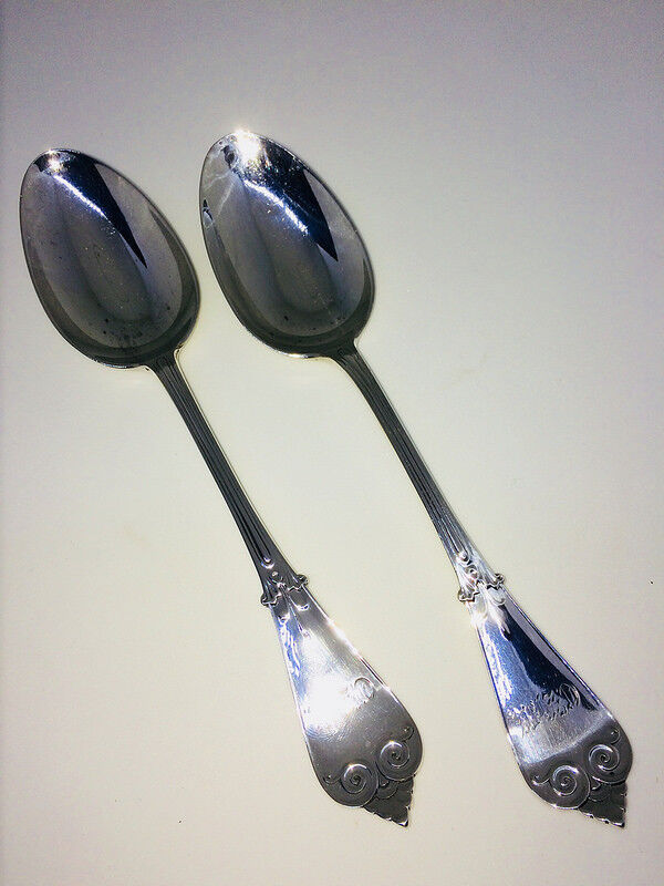 8,5" Long 1869 Pair of Tiffany & Co. Sterling Silver Beekman Serving Spoons