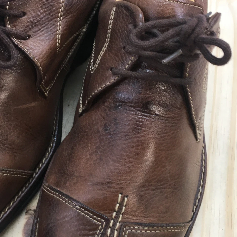 Sapato Sandro Masculino 11.5 D Oxford Gel Conforto Biqueira Dividida com Cadarço Couro Marrom - Imagem 4 de 4