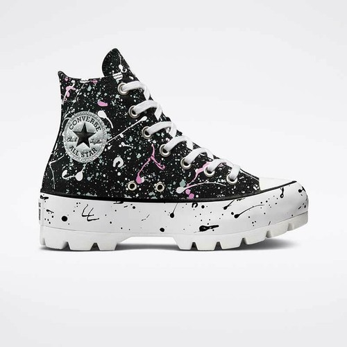 white converse with paint splatter