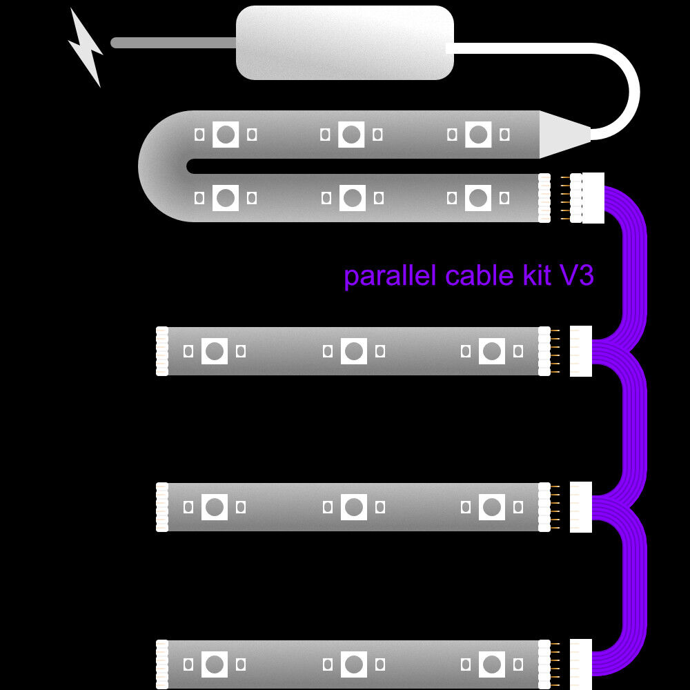 BLACK Parallel Cable | for Philips Hue Lightstrip Plus V3 | Split 2,3,4,5,6+ way Super mile widziane