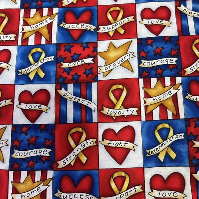 Timeless Treasures Patriotic Fabric Gail C8149 New 1 Yard Fight Strength Courage