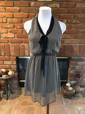 VTG Summer MOD Secretary CHIC Black & White Versatile Babydoll Sheer Sun Dress S