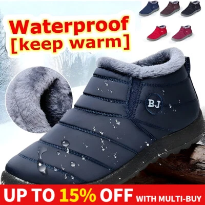 Herren Schnee Knöchel Winter Warm Stiefel Schuhe Damen Fell Gefüttert Wasserdicht Rutschfest
