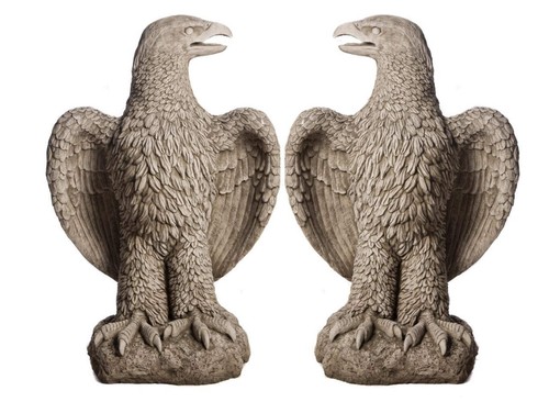PAIR Handmade Giant Eagle Garden Stone Cast Statue 1m TALL! by DGS UK 360KGS - Picture 6 of 8