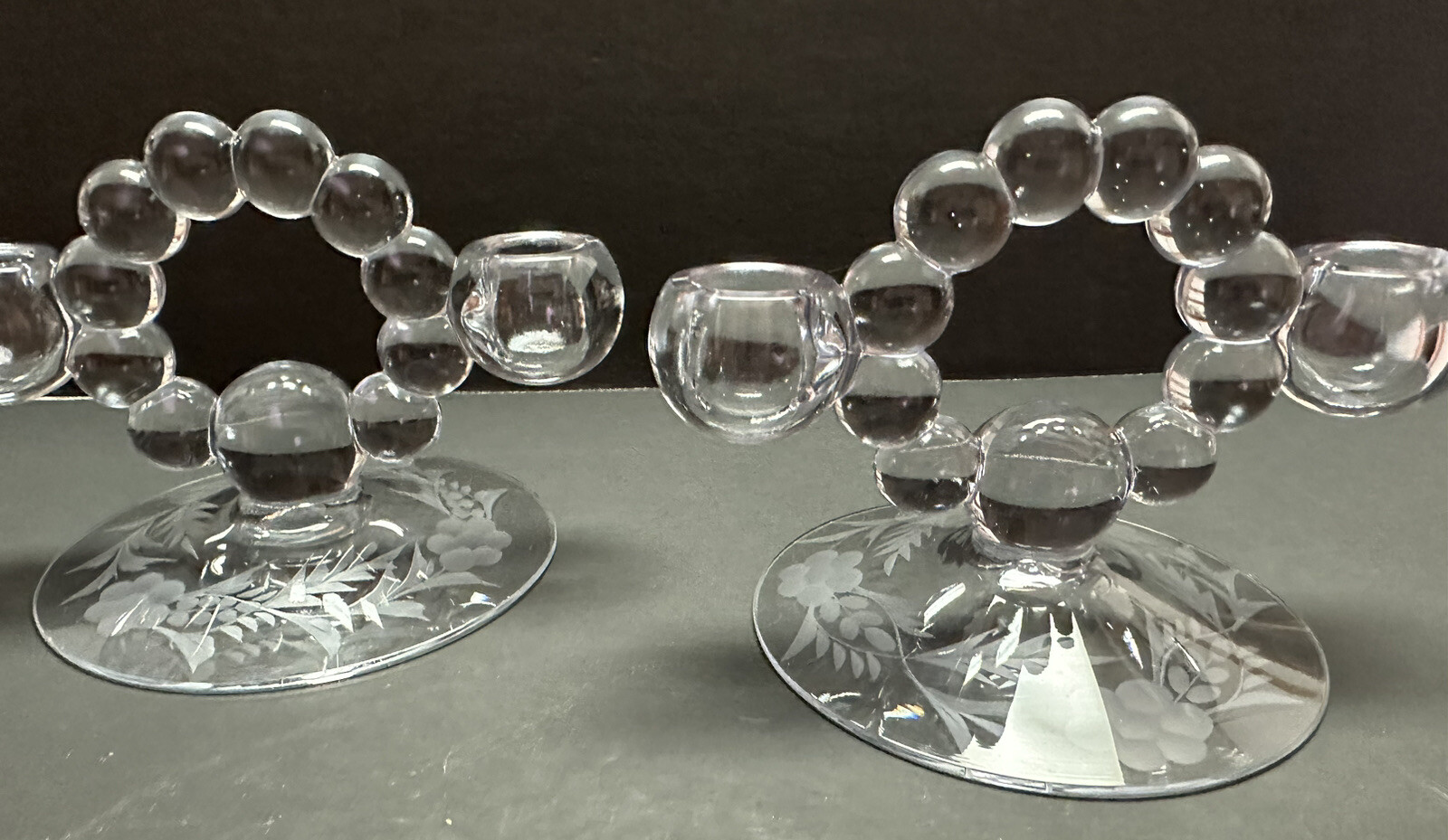 Vintage Imperial Candlewick Crystal Candle Holders for 2 (set of 2) 7