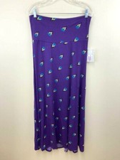 NWT Lularoe M Maxi Skirt Purple Tan Blue Floral Paisley Cottony USA Made