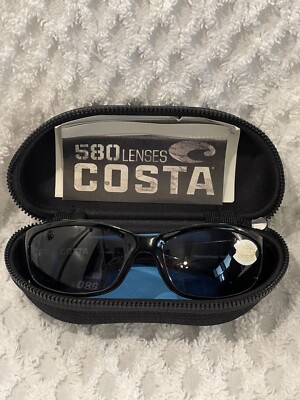 Costa Del Mar Sunglasses~Black Frame~Fisch Tort Gray 580 Lens~Polarized~New!