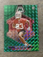 2024 Panini Mosaic Jacob Cowing Green Mosaic Prizm Rookie RC #390 49ers