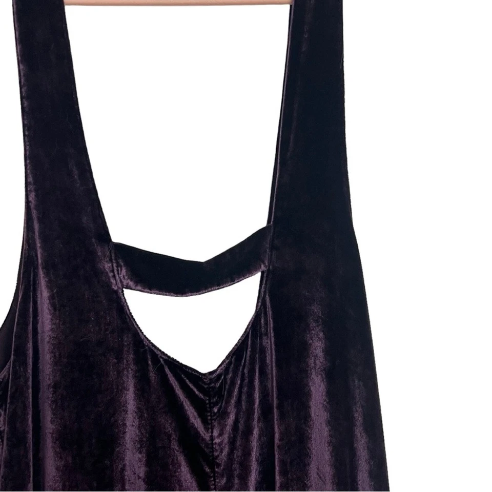 Anthropologie by MAEVE Plum Purple Velvet Suspender Jumpsuit Wide leg Boho Small - Image 4 of 4