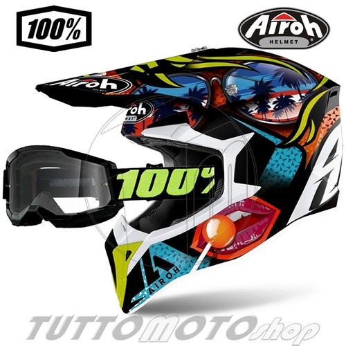 Casco da Cross AIROH WRAAP LOLLIPOP GLOSS 2021 + Maschera 100% trasparente  UPSOL | eBay