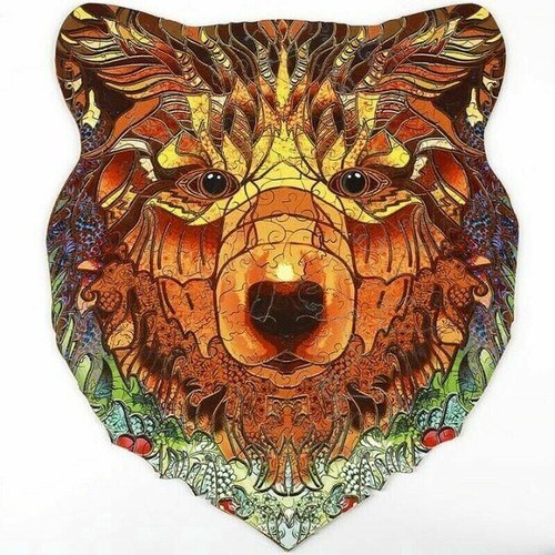 Wooden Bear Jigsaw Puzzle Couples Adults Puzzle Games Play For Kids 12.8X11 in - 第 1/1 張圖片