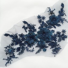 Sale Beaded Embroidery Wedding Gown Lace Applique Blossom Bridal Dress Motif 1PC