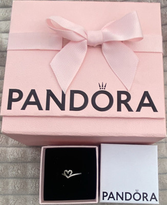 Pandora Funkelnder Wishbone Herz Ring Herz Zirkonia 925 Silber Größe 52