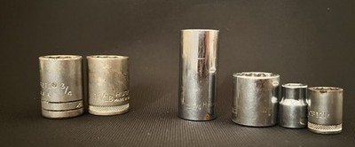 Mechanic's  Mixed Socket Lot 6Pc 1/2'' 3/8'' Drive Proto Husky SAE 6/12 Pt