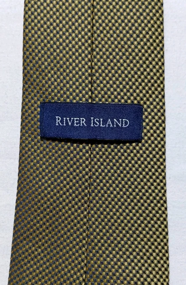 River Island Men's Tie Green Geometric Pattern Necktie Formal Wedding Party Foto 2 de 4