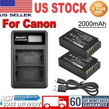 2x 2000mAh LP-E17 Battery +LCD Dual Charger for Canon EOS M3 M5 M6 750D 800D X8i
