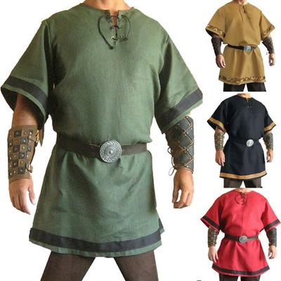 Herren Cosplay Medieval Vintage Renaissance Krieger Ritter Kostüm Piraten Tops