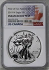 2019 W Pride of Two Nations Enhanced Reverse PF69 American Silver Eagle