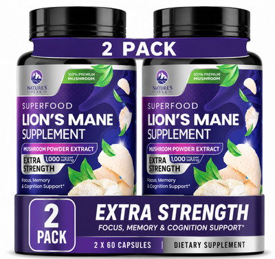 ( 2 pack ) 10,000mg Lion 's Mane Supplement Capsules for Memory