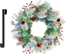 Christmas Wreath for Front Door 24Inch - Light up Artificial Christmas Wreath, L
