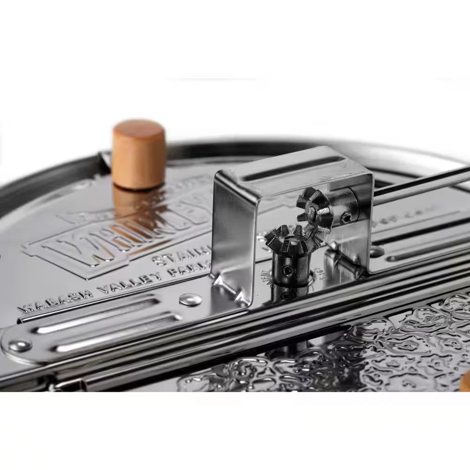 Juego de palomitas de maíz de acero inoxidable con mango de madera estufa para hacer maíz Foto 3 de 4