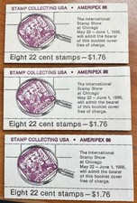 Lot of 3  #BK153 (2145)  22c Ameripex Complete Booklet of 8 Stamps -MNH Unopened