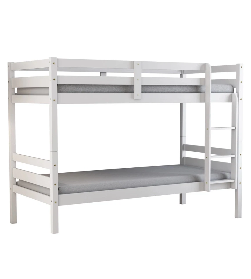 LETTO A CASTELLO "LIONE" IN PINO MASSELLO BIANCO LACCATO 199,5X97X150 CM