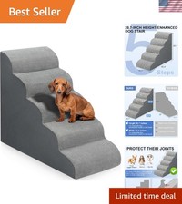 Dog Stairs for Bed 28.7  H, 5-Step Dog Ramp, Non-Slip Sturdy Pet Steps for Sma...
