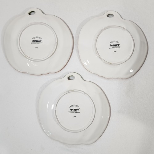 6 Pier 1 Pumpkin Salad Plates 8.5" Hand Painted Pottery Dolomite Dessert - Picture 3 of 8