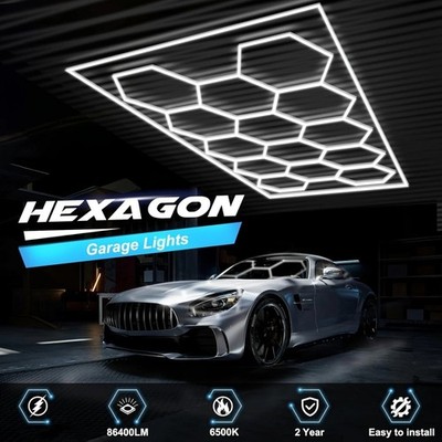 14x Hexagon LED Lampe Röhren Werkstatt Garage Wand Decken Leuchte Beleuchtung