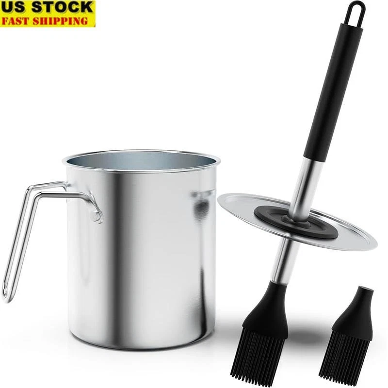 Adjustable Long Basting Brush Sauce Pot Set Grilling Smoking Cooking Gifts New