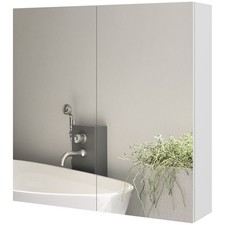kleankin Armadietto a Specchio a 3 Ripiani Interni Regolabili 60x15x60 cm Bianco